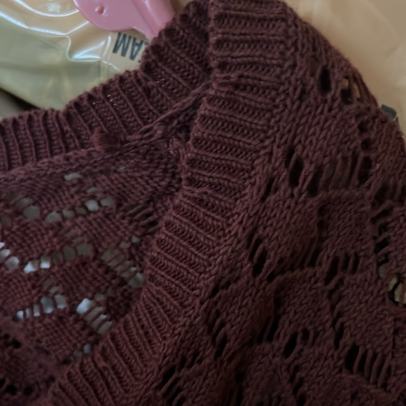 Women's Size Large LOFT Knit Tunic Sweater Eggplant/Maroon - Picture 6 of 7